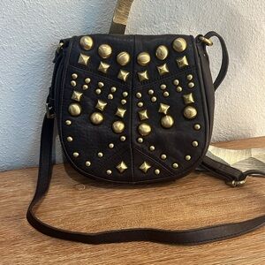 vintage VINCE CAMUTO Leather Studded Handbag